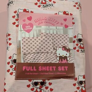 Hello Kitty Pink and Red Full Sheet Set - Cotton